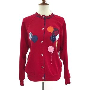 LEE Vintage Red Balloons Button Up Ruffle Jacket